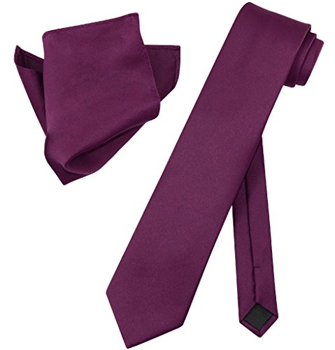 Vesuvio Napoli EXTRA LONG EGGPLANT PURPLE NeckTie Handkerchief Neck Tie Set