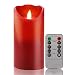 Produktbild LED Kerzen,Flammenlose Kerzen D8CM*H15CM Set aus 1Echtwachs mit realistischen tanzenden LED Flammen und 10-Tasten Fernbedienung mit 2/4/6/8-Stunden Timer,300+ Stunden-YIWER (Rot, 1)