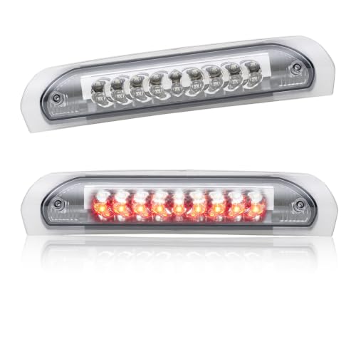 Image of Third 3rd Brake Light, LED High Mount Stop Light Replacement for 2002 2003 2004 2005 2006 2007 2008 Dodge Ram 1500, 2003-2009 Dodge Ram 2500 3500, Rear Center Cab Roof Tail Cargo Lamp (Chrome)