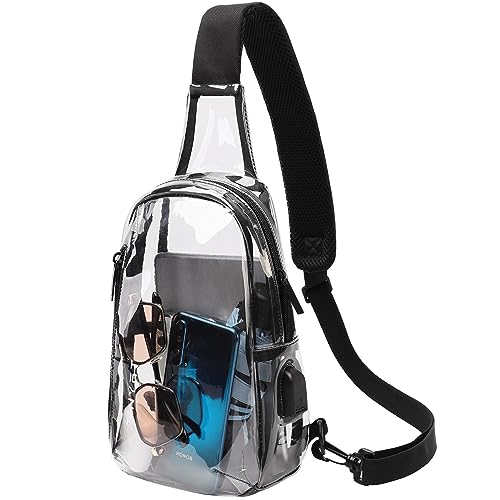 TINYAT Clear Sling Bag Stadium Approved Transparent Bag Crossbody Casual Shoulder Chest Bag for Men Women,T9060