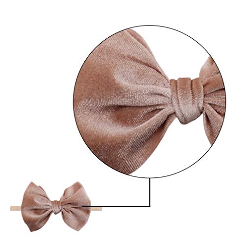 Yanjie Baby Leopard Velvet Bow Headbands - 3 Pack Cotton Nylon Headband Baby Photography Hair Bow (4.5 Leopard-Velvet) #TOP5
