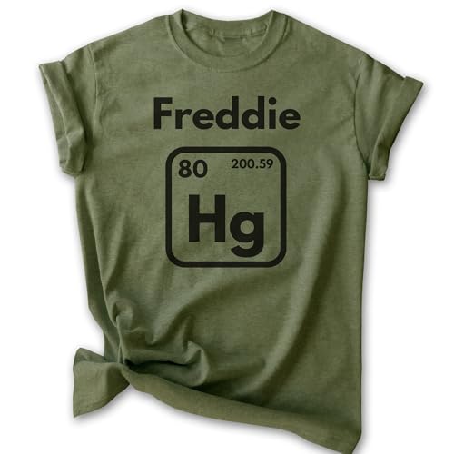 EVERTREE CLOTHING Freddie Hg Unisex Womens Mens Shirt Science Music Rock n Roll T-Shirt Heather Military Green Large