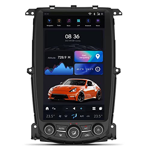 Aucar 13.6 Inch T-Style Android 11 Car Radio Head Unit for Nissan 370Z 2009-2021, 1080P Multimedia Stereo Video Player with Wireless Carplay, GPS Navigation, OEM Functions 8+128 GB -Black