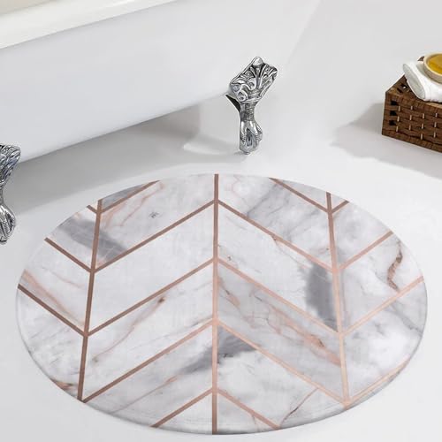 Tapis velours corail antidérapant rond 80 cm marbre rose