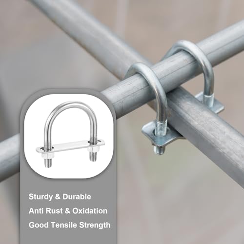 Image of PATIKIL Round U-Bolts, 2 Pcs 2.36 inch(60mm) Inner Width 96mm Length M12 with Nut Plate Washer 304 Stainless Steel Round Bend U-Bolts for Boat Trailer Axle Sailboat