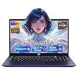 NIMO 15.6' IPS FHD-Gaming-Laptop, 8 Cores Ryzen 7 6800H 32GB DDR5 RAM 512GB SSD (Beat i9-12900H, Up to 4.7GHz) Radeon 680M GPU-Computer with 100W Type-C For Gaming business student 180°Viewing