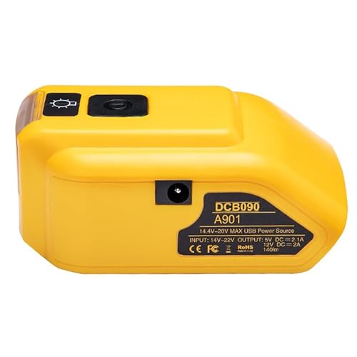 Power Source Battery Adapter Dcb090 A901 For Dewalt 14.4V/18V Battery Usb Charger With 3W Work Light