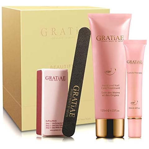 Organic Beauty By Nature Nail buffer Kit / Set - for Salon Quality Manicure - Nail Filing Kit with 3- Step shine Buffer, Cuticle Oil, Hand Lotion - Manicure Set - Green Tea and Ginger Cover