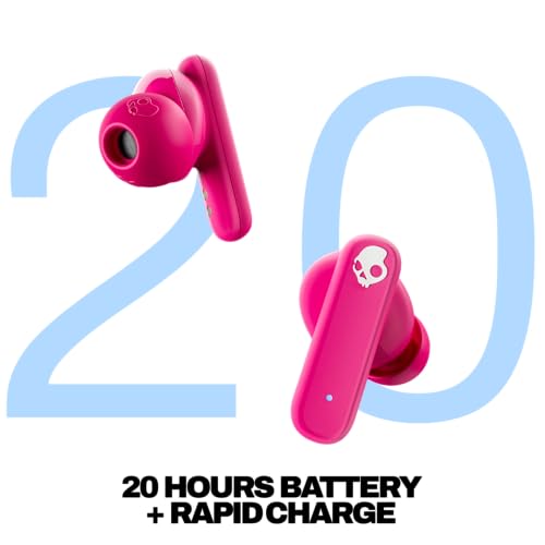Image of Skullcandy Smokin' Buds Wireless Earbuds, Bluetooth Headphones, Noise Isolating Fit, Up to 20 Hours Battery, IPX4 Sweat and Water Resistant, Microphone for iPhone Android - Pink