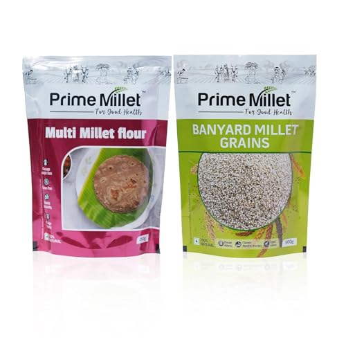 Image of Prime Millets Organic Multi Millet Flour | Whole Barnyard Grain | Pack of 2 (750g Each) | High Fiber | Healthy Digestive Meals | Premium Quality