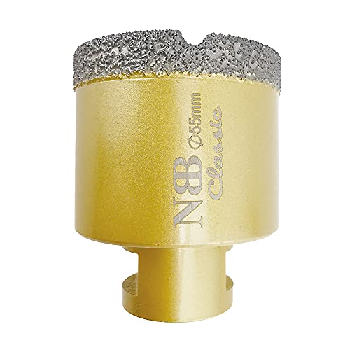 NBB Broca de diamante con M14, corona diamante para taladrar en seco y en húmedo profesionalmente en porcelana dura, cerámica, baldosas, granito, mármol, azulejo, para Amoladora Angular (1, 55mm) Cover