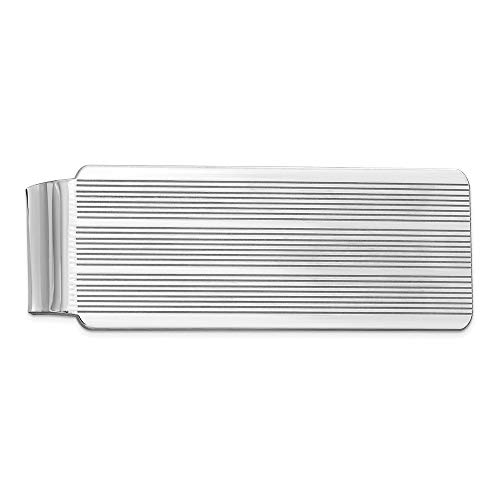 Solid 925 Sterling Silver Rhodium-Plated Money Clip