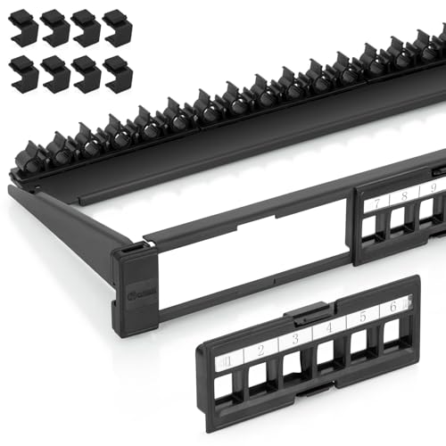 Everest 24 Port Keystone Patch Panel (2-Pack) - Removable 6-Port Panels - Use with Slim Profile Keystones ONLY (Wider Jacks May not fit Side by Side) - 8 Blank Keystone Jack Inserts Included