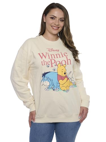 Disney Women Crewneck Sweatshirt Winnie the Pooh and Eeyore (Birch, Medium)