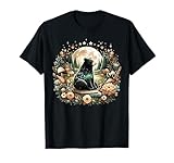 Vintage Floral Cottagecore Black Bear Lover T-Shirt