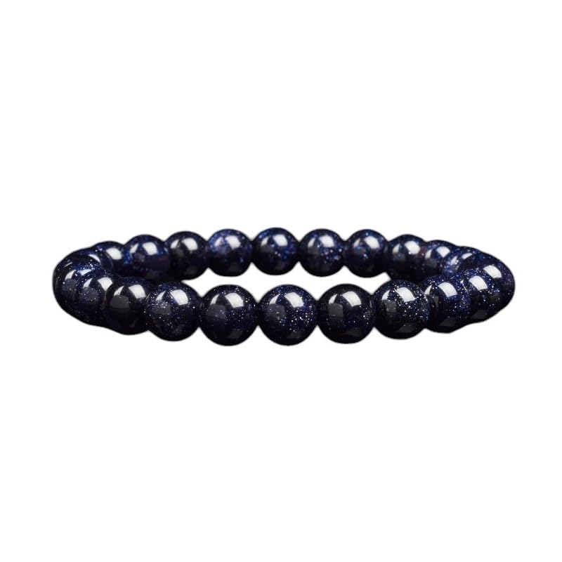 Bracelet en pierre de sable bleue élastique pour homme et femme