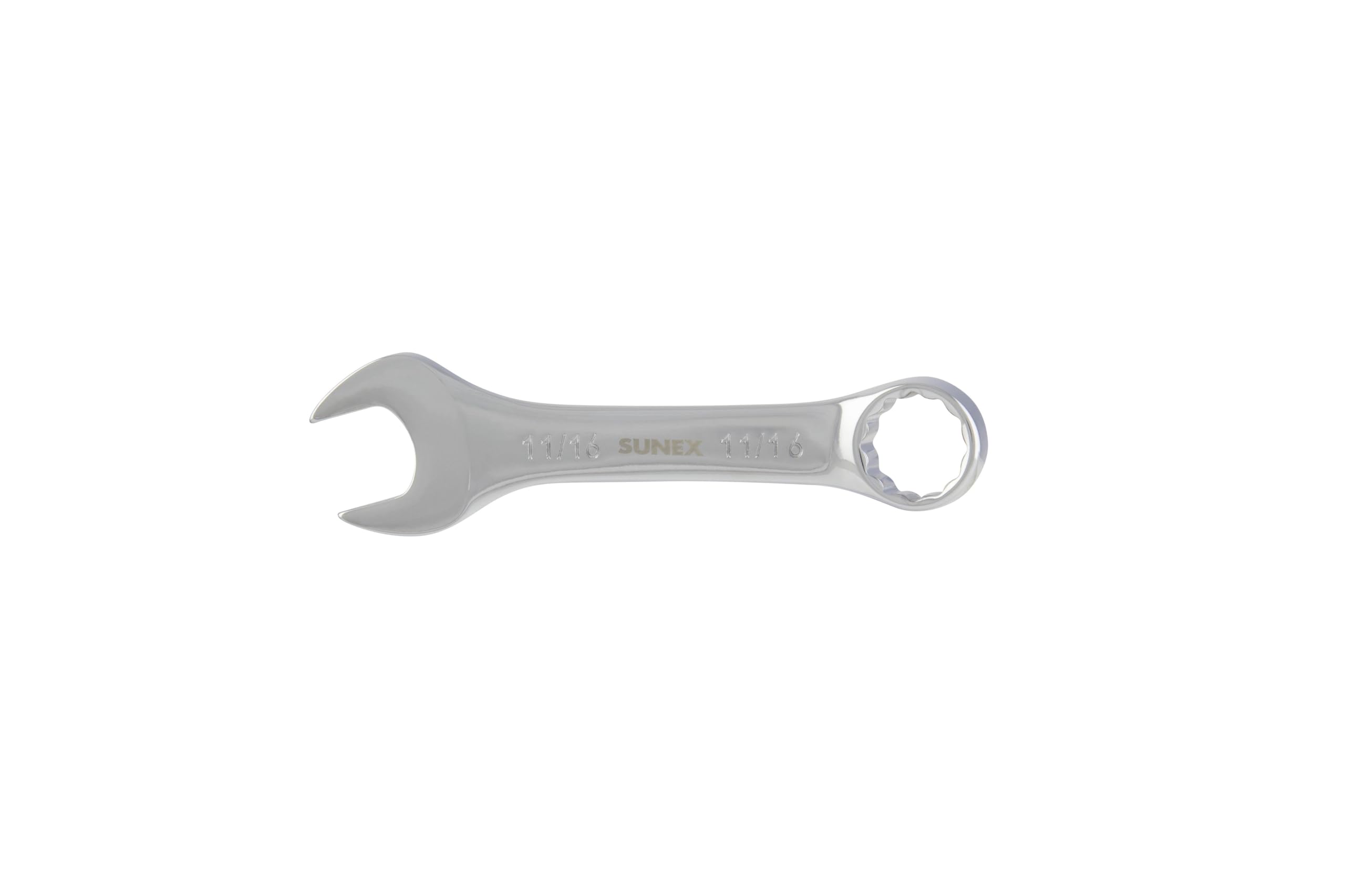 SUNEX Tools 993022 11/16" Fully Polished Stubby Combination Wrench