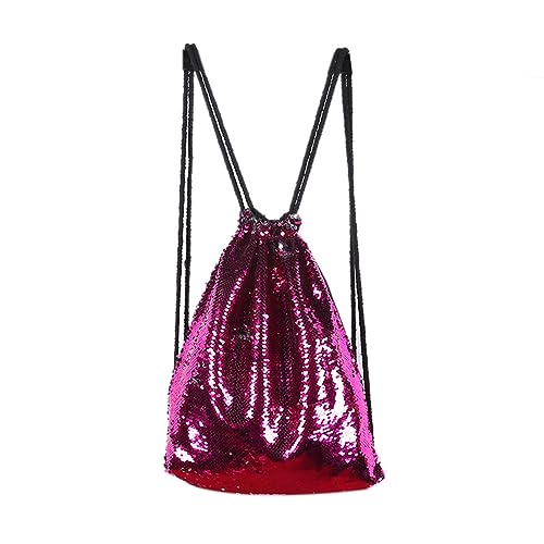 FUBAOLIN Sequin Drawstring Backpack Drawstring Backpack Girl Backpacks Backpack Blue Outdoor Sports Bag Suitable for Sports, School, Gym, Travel, Beach Swim 20L…