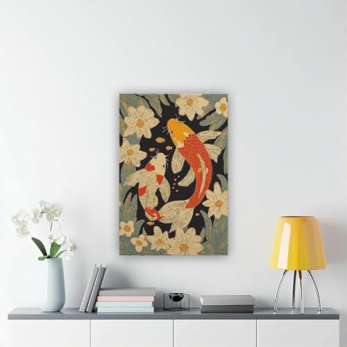 Impression sur toile rétro koï, tableau grand format 61x91cm - 6