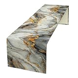 White Gold Marble Table Runner, White Black Grey Gold Marble Modern Luxury Texture Pattern Print for Home Kitchen Table Decor Dining Coffee Room Party Decor 13x36in