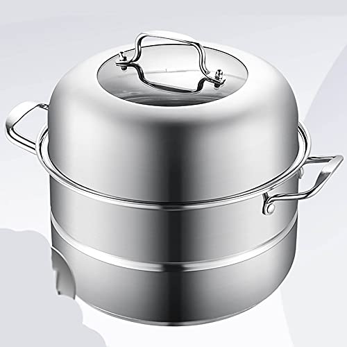 Olla de vapor de acero inoxidable 304 para el hogar, cajón más grueso, olla de acero inoxidable de gran capacidad con gas para estufa de gas (30 cm)
