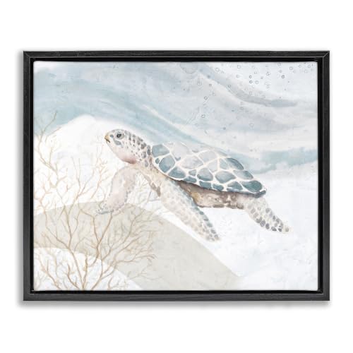 Pleasant Sea Turtle Ocean Bubble, 25 x 31 Inch Canvas in Floater Frame