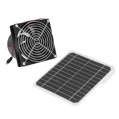 Extractor de Energía Solar con Caja de Batería, Kit de Ventilador Solar para Ambiente Al Aire Libre, Ventilador de Ventilación para Cobertizo, Casas de Mascotas, ático