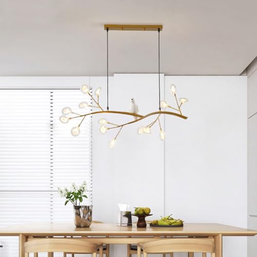Lustre salle à manger design luxueux avec oiseaux en résine