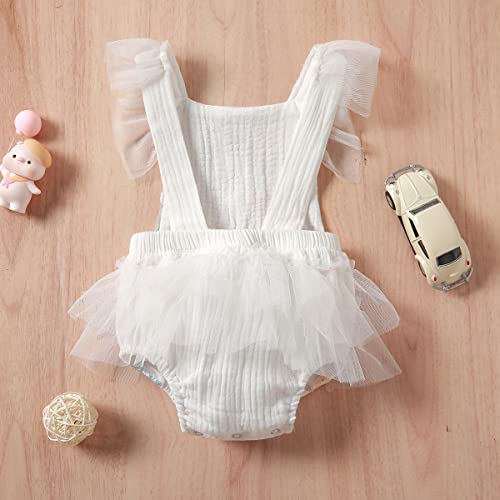 IBTOM CASTLE Leotard, White Floral Embroidery, 12-18 Months, Girls' 1st Birthday Outfit, Cake Smash Photoshoot, Tutu Dress3