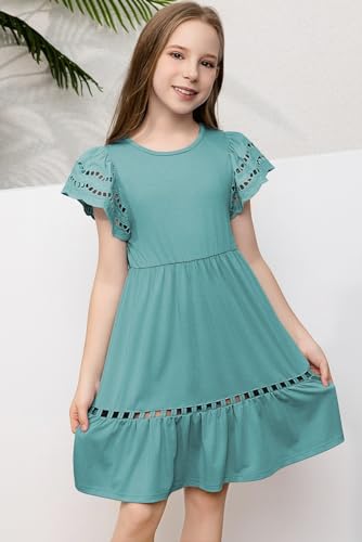blibean Tween Girls Embroidery Sleeve Dress Summer Outfits 6-15 Years2
