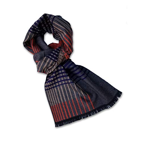 StrayKat Men's Silk Viscose Luxury Soft Reversible Scarf, Designer Gift Box, O/S - Glen Plaid Gray Orange