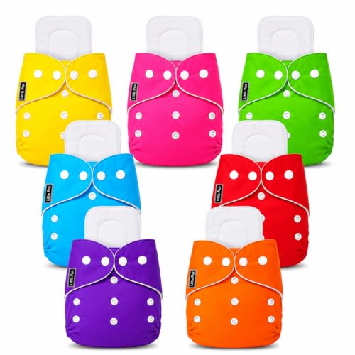 Image of Little Pea Reusable Cloth Diapers + Insert Pad | Adjustable, Washable,Freesize (Newborn To 2 Years) | Pack of 7