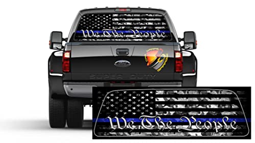 Window Perforated Graphics American Flag Camo Black and White Thin Blue Line We The People Patriotic Rear Window Perforated Graphic Decal Perfect for