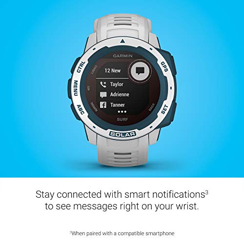 Image of Garmin Instinct Solar Surf, Solar-Powered Rugged Outdoor Smartwatch with Tide Data and Dedicated Surfing Activity, Cloudbreak