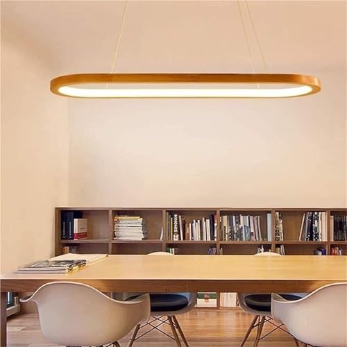 Lámpara colgante lineal de madera para sala estar y cenas acogedoras en el comedor