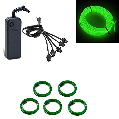 Image of ABALDI EL Wire Neon Light Portable Battery Powered Electroluminescent Wire Pack Drivers High Brightness for Xmas Party Decoration(5x1m,Green)
