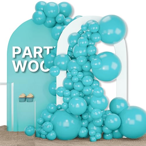 Image of PartyWoo Teal Balloons 155pcs Different Sizes Pack of 18 12 10 5 Inch Turquoise Dark Teal Balloon Arch Kit for Baby Shower Gender Reveal Graduation Mermaid Birthday Pool Party Decorations Blue-Y69
