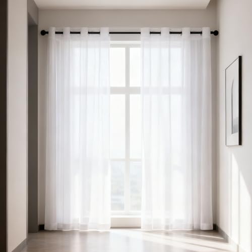 Cortinas visillo blancas 114x130 para salón y dormitorio 2
