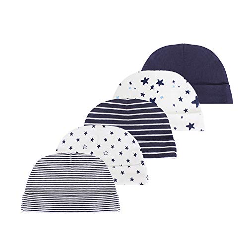 Kiddiezoom Lot de 10 moufles en coton doux pour bébé garçons et filles, 5-Pack Navy Sea Hats, M Cover