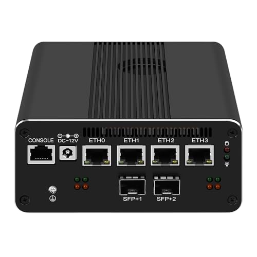 MOGINSOK Micro Firewall Appliance 2x10GbE SFP+ Mini PC, Intel Raptor Lake U300E Barebone sin RAM sin...