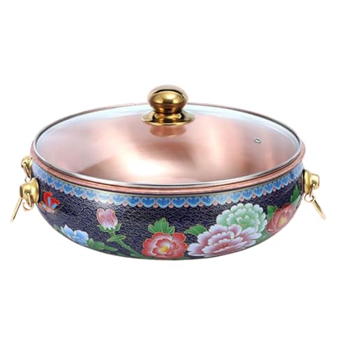 Olla Hot Pot de cobre chino cloisonné 30cm miniatura 1