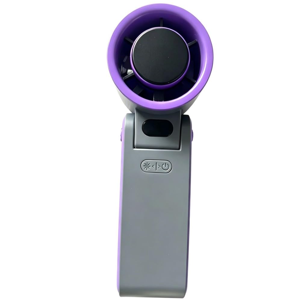 Aundhegrtt Portable Handheld Turbo Fan with Ice Cooler Rechargeable,for Travel/Outdoor/, GreyPurple Summer Essential for Travel/Outdoor/Handheld Ice Cooler Fan