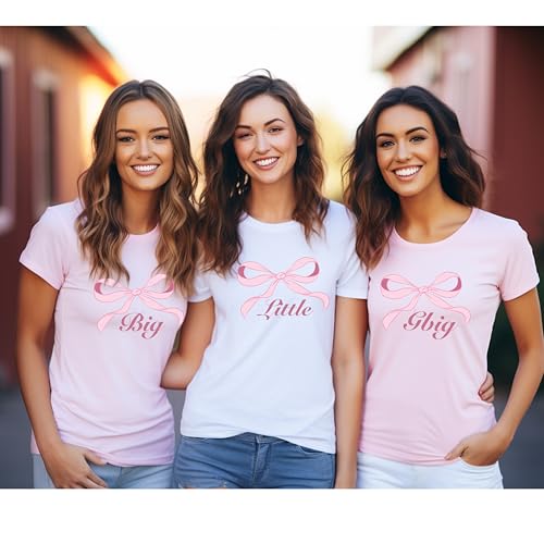 Big Little Sorority Shirts, Pink Coquette Bow Little Big Shirts, Sorority Reveal Party Gift (BCD234)4