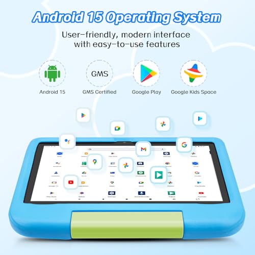 Image of Kids Tablet 10 inch, Android 15 Tablet, Educational Tablets for Kids with HD Touchscreen, 8GB+64GB Expandable Storage, 5000mAh Battery, Parental Control and Kids Learning Space
