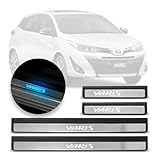 Kit Soleira De Porta Toyota Yaris Aço Inox Escovado Com Led