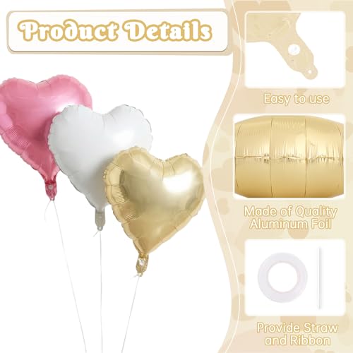 Image of 12 Pcs Colorful Heart Balloons,18 Inch Heart Foil Balloons Love Balloon Valentine Balloon for Birthday Party Wedding Engagement Party Baby Shower Valentine Day Decorations