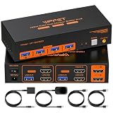 HDMI KVM Switch 2 Monitors 2 Computers 4K@60Hz USB 3.0 Dual Monitor KVM Switch 2 Ports for 2 PC Share 2 Screens and 4 USB Devices for Keybord Mouse Printer with Desktop Controller