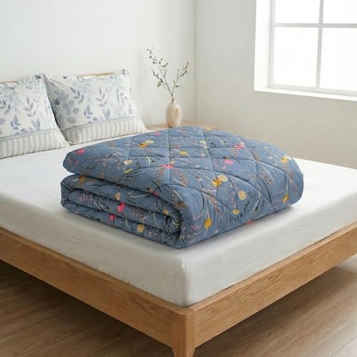 Image of Mafatlal Tulip Premium 120 GSM Quilted Comforter for Double Bed | Travel Blanket, Cooling Comforter & Breathable | 90 x 100 Inch | Slate Blue 1