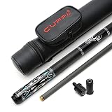 CUPPA Technology Pool Cue with Low Deflection Carbon Fiber Shaft,Black Pool Cue Case Set (12.5mm, TY