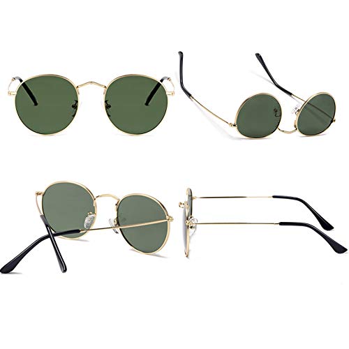 Image of Small Round Polarized Sunglasses Retro Men Women Mirrored Lens Metal Frame Circle Sun Glasses Shades